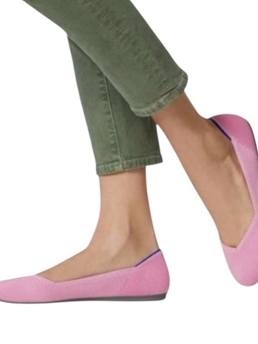 Rothy’s The Flat Round Toe Slip On Ballet Shoes Begonia Pink Knit Casual Size 8